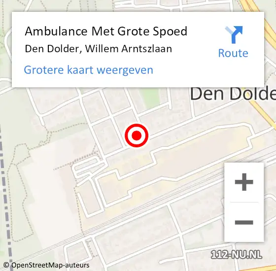 Locatie op kaart van de 112 melding: Ambulance Met Grote Spoed Naar Den Dolder, Willem Arntszlaan op 5 oktober 2013 10:14