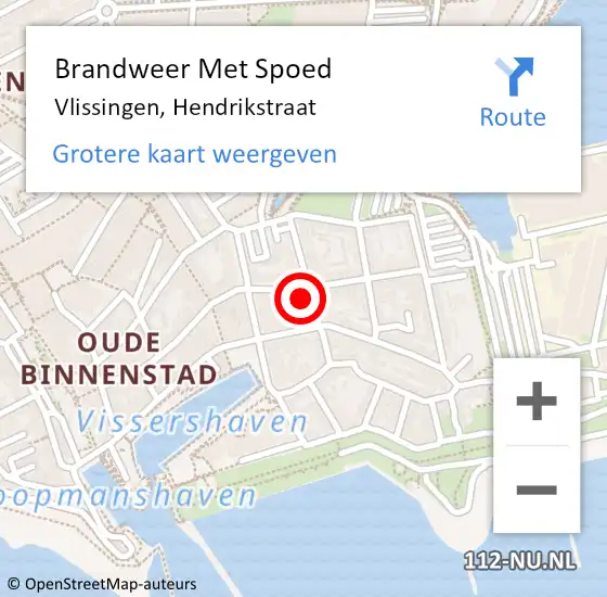 Locatie op kaart van de 112 melding: Brandweer Met Spoed Naar Vlissingen, Hendrikstraat op 16 juli 2021 01:26