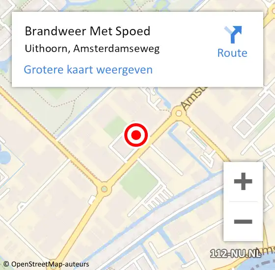 Locatie op kaart van de 112 melding: Brandweer Met Spoed Naar Uithoorn, Amsterdamseweg op 16 juli 2021 02:09