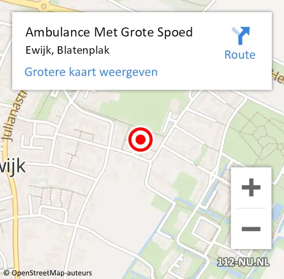 Locatie op kaart van de 112 melding: Ambulance Met Grote Spoed Naar Ewijk, Blatenplak op 16 juli 2021 04:42