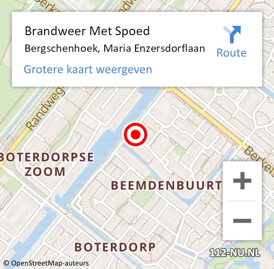 Locatie op kaart van de 112 melding: Brandweer Met Spoed Naar Bergschenhoek, Maria Enzersdorflaan op 16 juli 2021 05:48