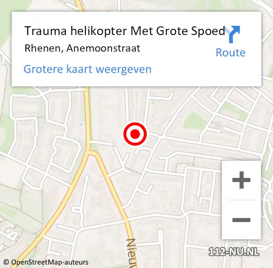 Locatie op kaart van de 112 melding: Trauma helikopter Met Grote Spoed Naar Rhenen, Anemoonstraat op 16 juli 2021 06:40