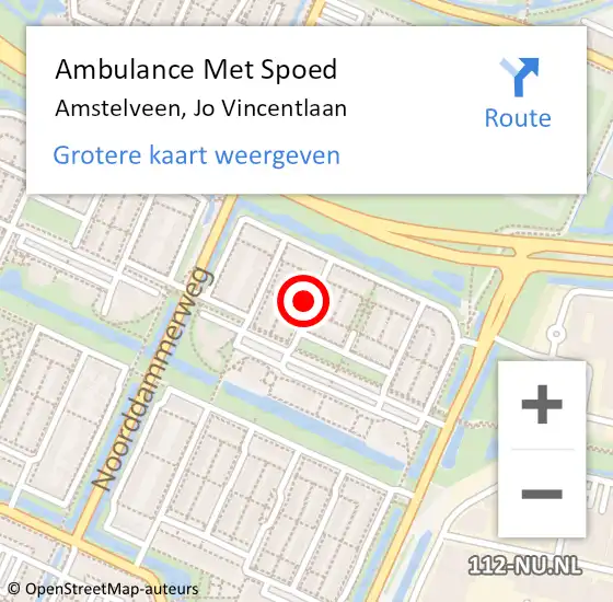 Locatie op kaart van de 112 melding: Ambulance Met Spoed Naar Amstelveen, Jo Vincentlaan op 16 juli 2021 06:43