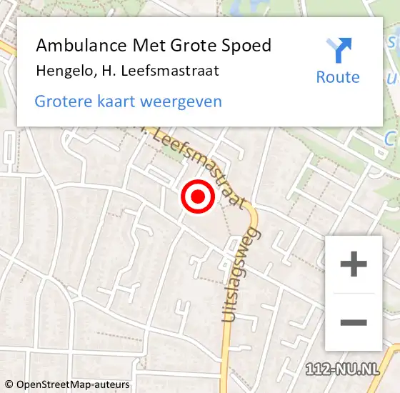 Locatie op kaart van de 112 melding: Ambulance Met Grote Spoed Naar Hengelo, H. Leefsmastraat op 16 juli 2021 06:45