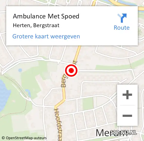 Locatie op kaart van de 112 melding: Ambulance Met Spoed Naar Herten, Bergstraat op 16 juli 2021 07:33