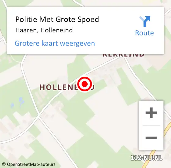 Locatie op kaart van de 112 melding: Politie Met Grote Spoed Naar Haaren, Holleneind op 16 juli 2021 07:49