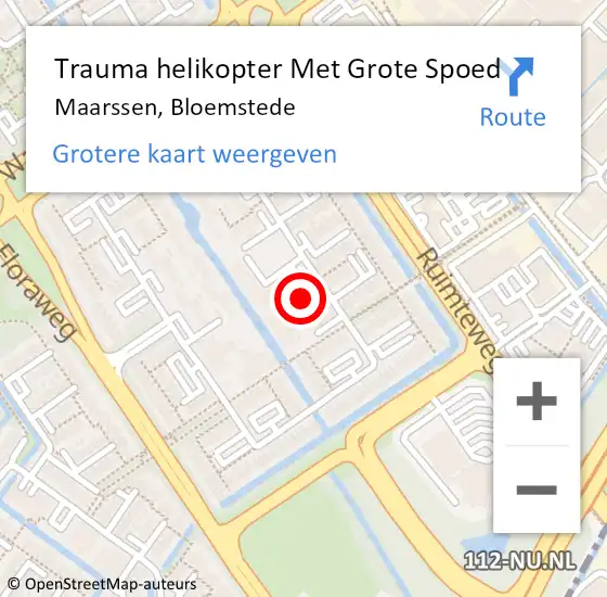 Locatie op kaart van de 112 melding: Trauma helikopter Met Grote Spoed Naar Maarssen, Bloemstede op 16 juli 2021 07:50