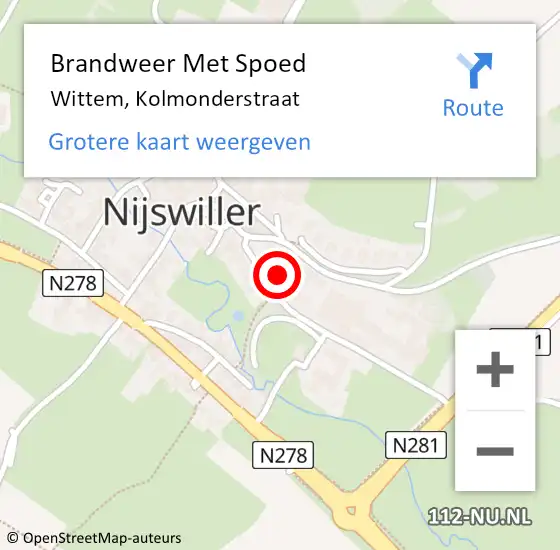 Locatie op kaart van de 112 melding: Brandweer Met Spoed Naar Wittem, Kolmonderstraat op 16 juli 2021 07:51
