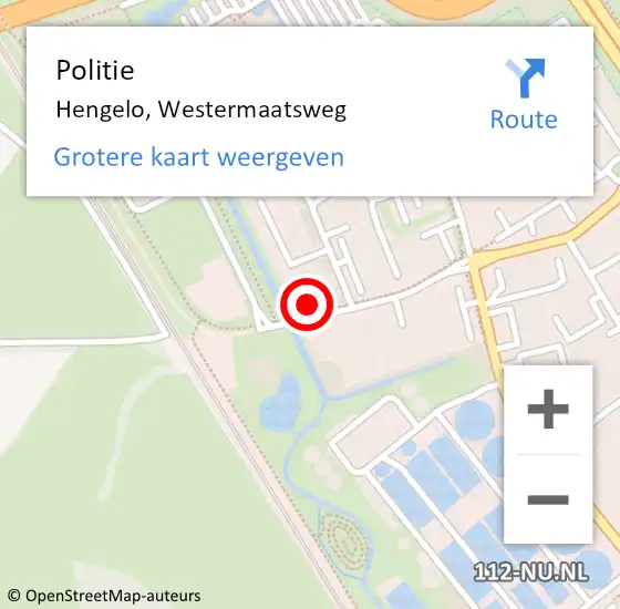 Locatie op kaart van de 112 melding: Politie Hengelo, Westermaatsweg op 16 juli 2021 08:02