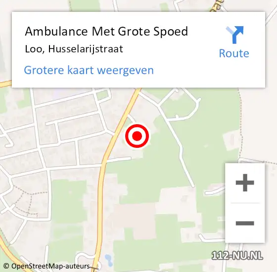 Locatie op kaart van de 112 melding: Ambulance Met Grote Spoed Naar Loo, Husselarijstraat op 16 juli 2021 08:26