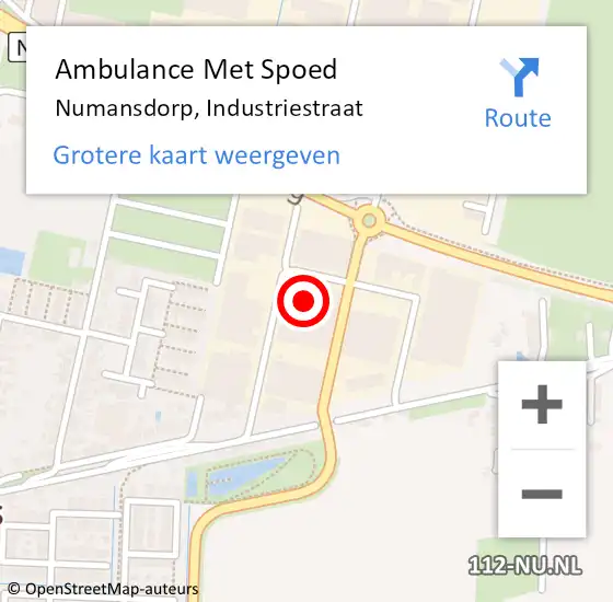 Locatie op kaart van de 112 melding: Ambulance Met Spoed Naar Numansdorp, Industriestraat op 16 juli 2021 08:26