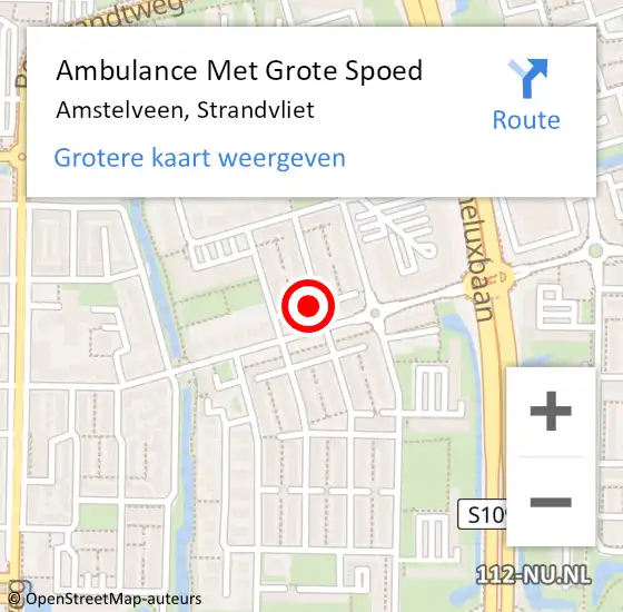 Locatie op kaart van de 112 melding: Ambulance Met Grote Spoed Naar Amstelveen, Strandvliet op 16 juli 2021 08:34