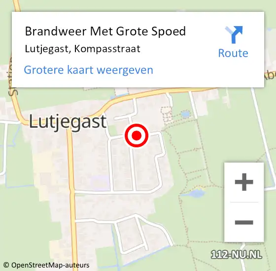 Locatie op kaart van de 112 melding: Brandweer Met Grote Spoed Naar Lutjegast, Kompasstraat op 16 juli 2021 08:43