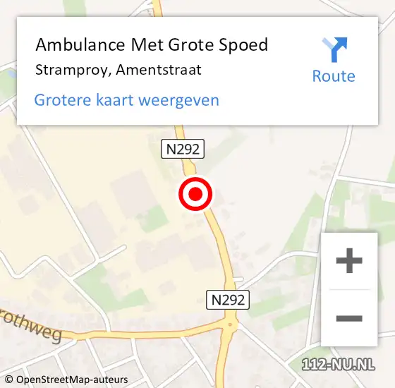 Locatie op kaart van de 112 melding: Ambulance Met Grote Spoed Naar Stramproy, Amentstraat op 16 juli 2021 09:09