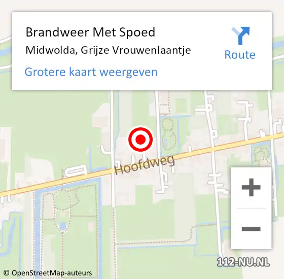 Locatie op kaart van de 112 melding: Brandweer Met Spoed Naar Midwolda, Grijze Vrouwenlaantje op 16 juli 2021 09:27