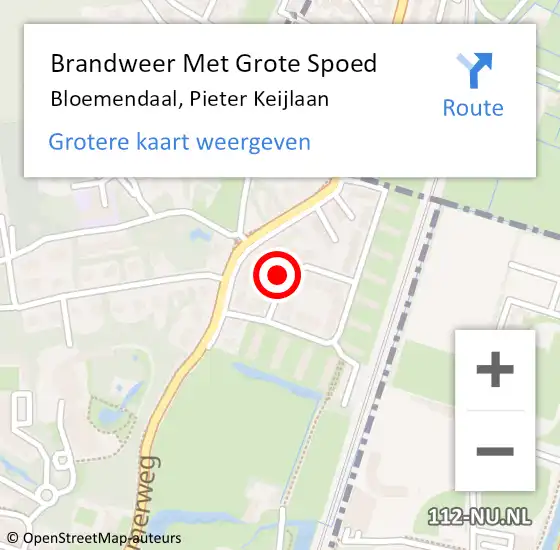 Locatie op kaart van de 112 melding: Brandweer Met Grote Spoed Naar Bloemendaal, Pieter Keijlaan op 16 juli 2021 09:33