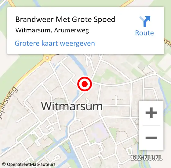 Locatie op kaart van de 112 melding: Brandweer Met Grote Spoed Naar Witmarsum, Arumerweg op 16 juli 2021 09:44