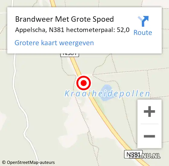 Locatie op kaart van de 112 melding: Brandweer Met Grote Spoed Naar Appelscha, N381 hectometerpaal: 48,0 op 16 juni 2014 16:45