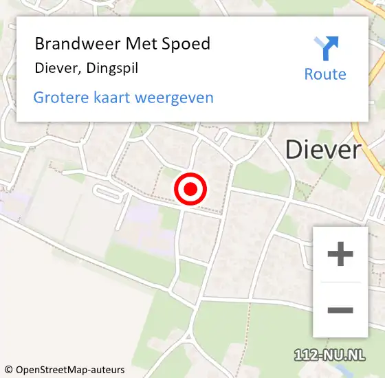 Locatie op kaart van de 112 melding: Brandweer Met Spoed Naar Diever, Dingspil op 16 juli 2021 10:00