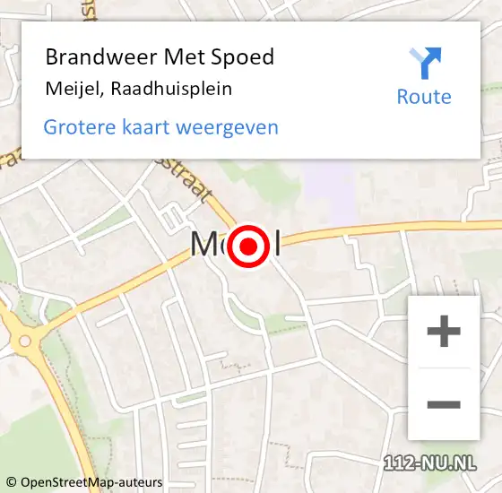 Locatie op kaart van de 112 melding: Brandweer Met Spoed Naar Meijel, Raadhuisplein op 16 juli 2021 10:00