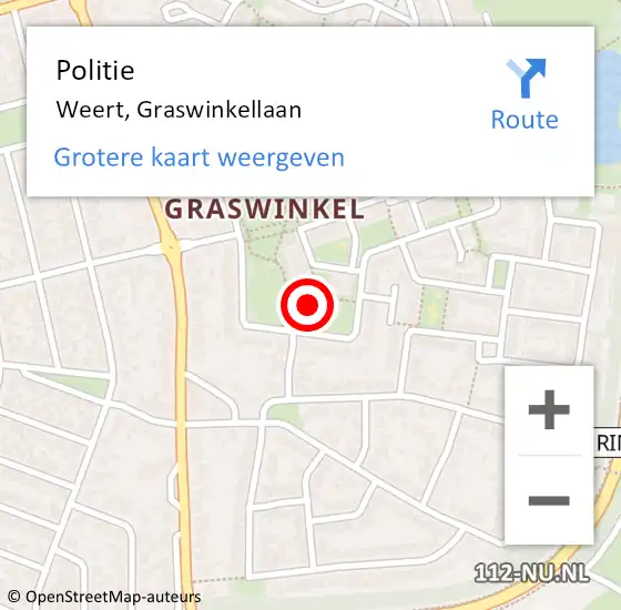 Locatie op kaart van de 112 melding: Politie Weert, Graswinkellaan op 16 juli 2021 10:01