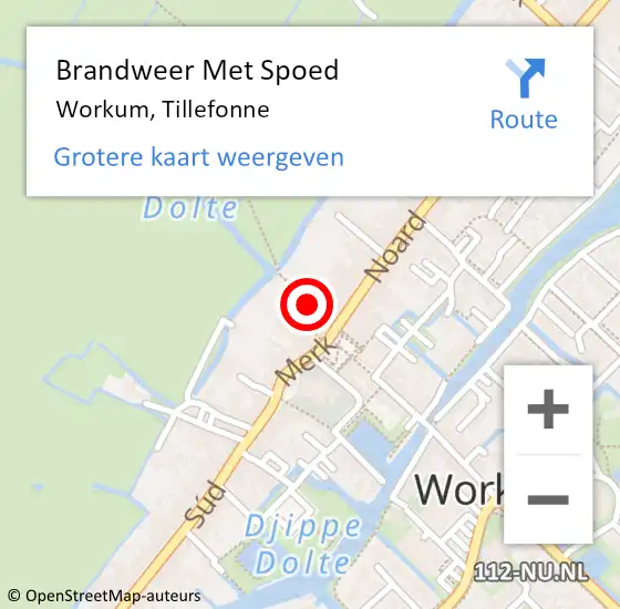 Locatie op kaart van de 112 melding: Brandweer Met Spoed Naar Workum, Tillefonne op 16 juli 2021 10:02