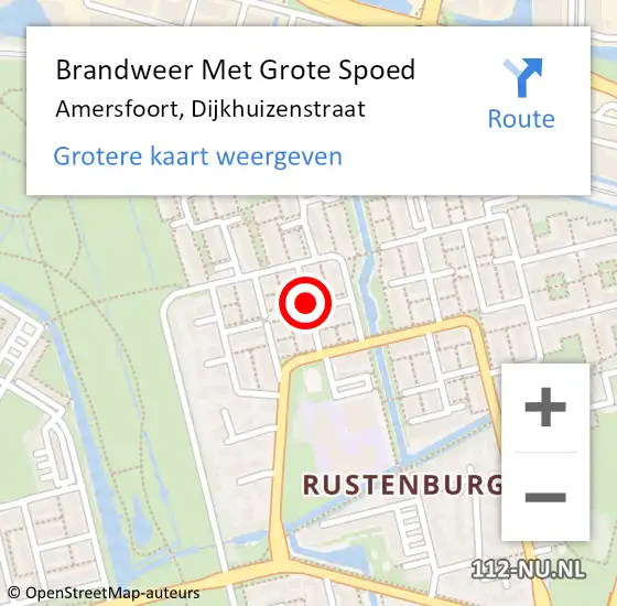 Locatie op kaart van de 112 melding: Brandweer Met Grote Spoed Naar Amersfoort, Dijkhuizenstraat op 16 juli 2021 10:16