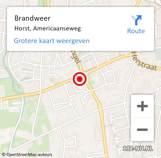 Locatie op kaart van de 112 melding: Brandweer Horst, Americaanseweg op 16 juli 2021 10:46