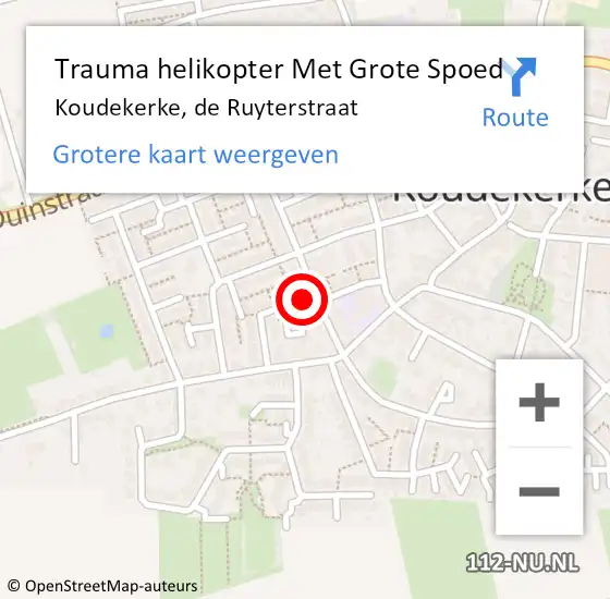 Locatie op kaart van de 112 melding: Trauma helikopter Met Grote Spoed Naar Koudekerke, de Ruyterstraat op 16 juli 2021 10:56