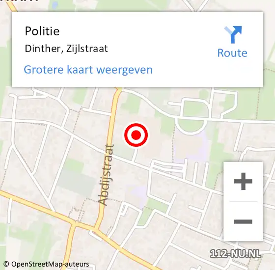 Locatie op kaart van de 112 melding: Politie Dinther, Zijlstraat op 16 juli 2021 11:06