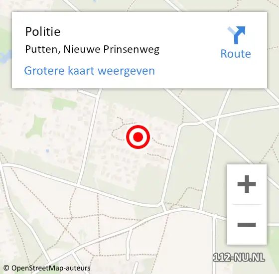 Locatie op kaart van de 112 melding: Politie Putten, Nieuwe Prinsenweg op 16 juli 2021 11:18