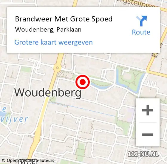 Locatie op kaart van de 112 melding: Brandweer Met Grote Spoed Naar Woudenberg, Parklaan op 16 juli 2021 11:34