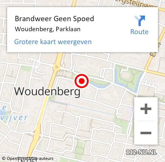 Locatie op kaart van de 112 melding: Brandweer Geen Spoed Naar Woudenberg, Parklaan op 16 juli 2021 11:35