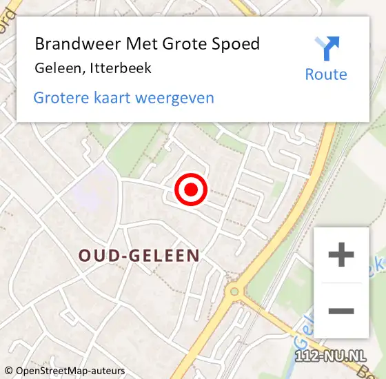 Locatie op kaart van de 112 melding: Brandweer Met Grote Spoed Naar Geleen, Itterbeek op 16 juli 2021 11:39