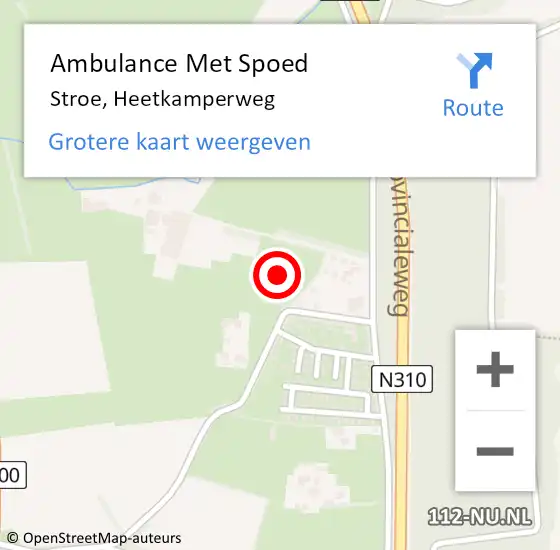 Locatie op kaart van de 112 melding: Ambulance Met Spoed Naar Stroe, Heetkamperweg op 16 juli 2021 11:42