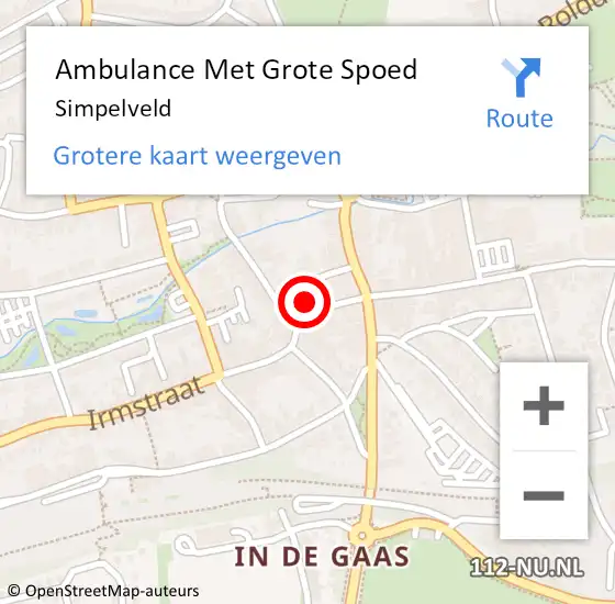 Locatie op kaart van de 112 melding: Ambulance Met Grote Spoed Naar Simpelveld op 16 juni 2014 17:05