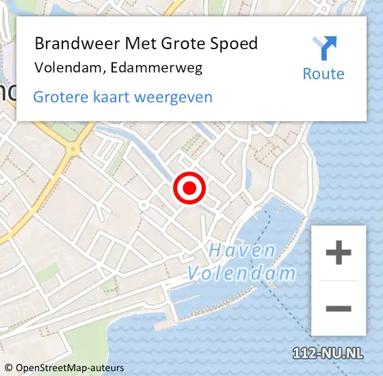 Locatie op kaart van de 112 melding: Brandweer Met Grote Spoed Naar Volendam, Edammerweg op 16 juli 2021 12:09