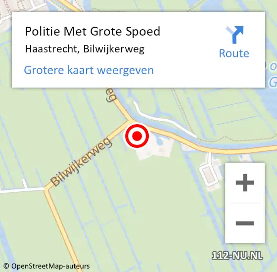 Locatie op kaart van de 112 melding: Politie Met Grote Spoed Naar Haastrecht, Bilwijkerweg op 16 juli 2021 12:11