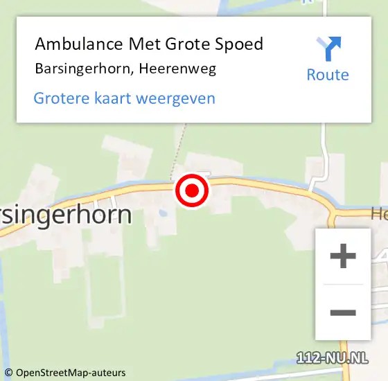 Locatie op kaart van de 112 melding: Ambulance Met Grote Spoed Naar Barsingerhorn, Heerenweg op 16 juni 2014 17:10