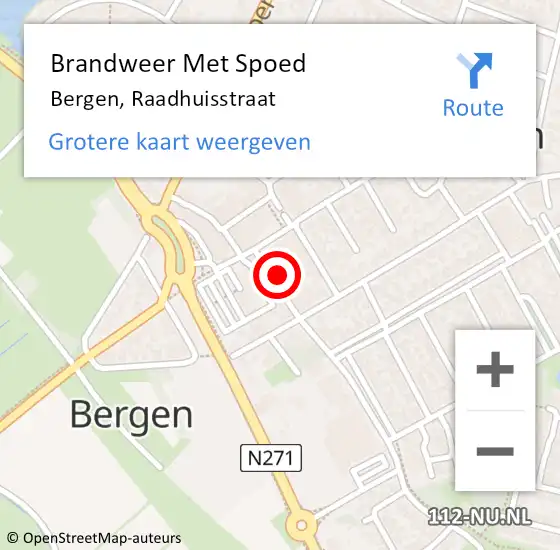 Locatie op kaart van de 112 melding: Brandweer Met Spoed Naar Bergen, Raadhuisstraat op 16 juli 2021 12:48