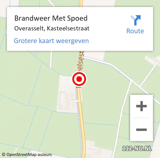 Locatie op kaart van de 112 melding: Brandweer Met Spoed Naar Overasselt, Kasteelsestraat op 16 juli 2021 12:49