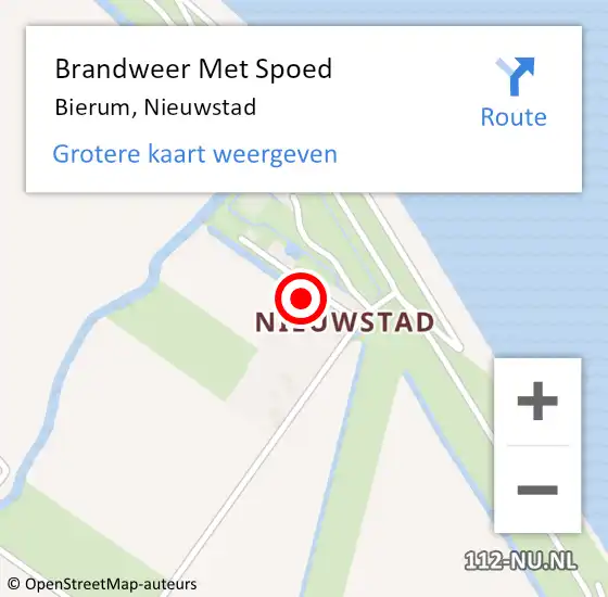 Locatie op kaart van de 112 melding: Brandweer Met Spoed Naar Bierum, Nieuwstad op 16 juli 2021 12:52