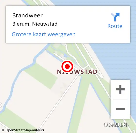Locatie op kaart van de 112 melding: Brandweer Bierum, Nieuwstad op 16 juli 2021 12:59