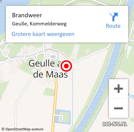 Locatie op kaart van de 112 melding: Brandweer Geulle, Kommelderweg op 16 juli 2021 13:11