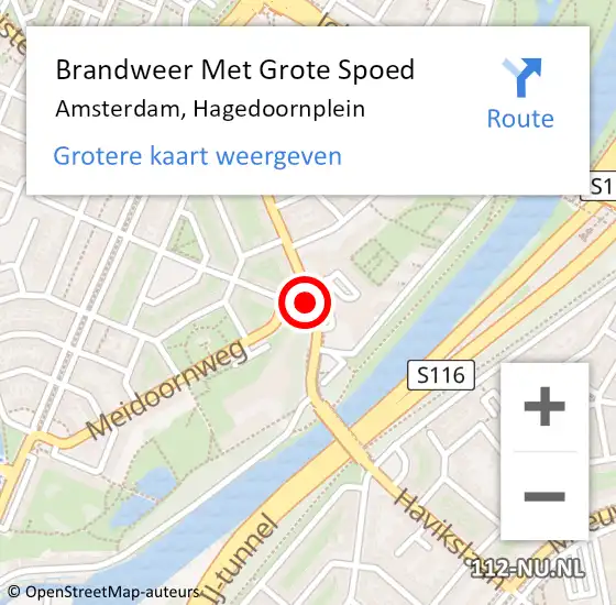 Locatie op kaart van de 112 melding: Brandweer Met Grote Spoed Naar Amsterdam, Hagedoornplein op 16 juli 2021 13:13