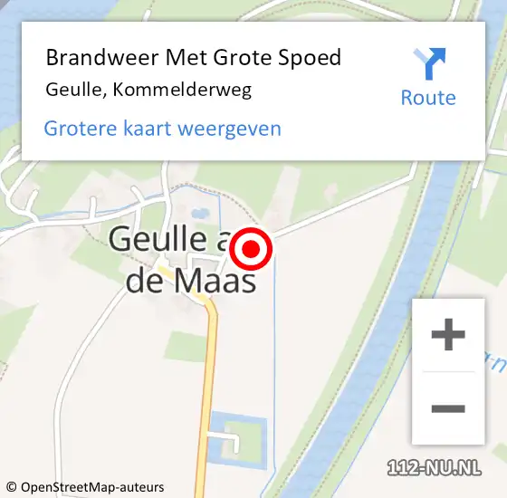 Locatie op kaart van de 112 melding: Brandweer Met Grote Spoed Naar Geulle, Kommelderweg op 16 juli 2021 13:16