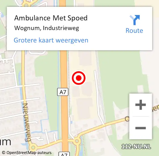 Locatie op kaart van de 112 melding: Ambulance Met Spoed Naar Wognum, Industrieweg op 16 juli 2021 13:21