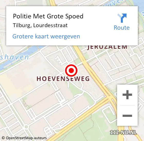 Locatie op kaart van de 112 melding: Politie Met Grote Spoed Naar Tilburg, Lourdesstraat op 16 juli 2021 13:36