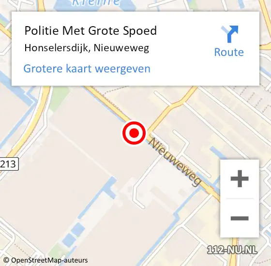 Locatie op kaart van de 112 melding: Politie Met Grote Spoed Naar Honselersdijk, Nieuweweg op 16 juli 2021 13:38