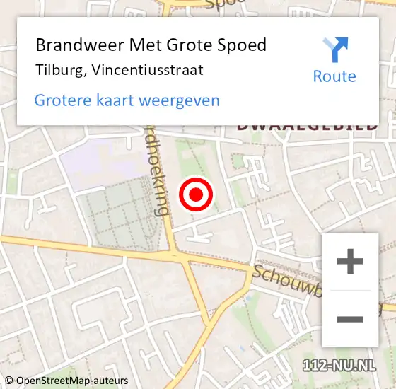 Locatie op kaart van de 112 melding: Brandweer Met Grote Spoed Naar Tilburg, Vincentiusstraat op 16 juli 2021 13:38